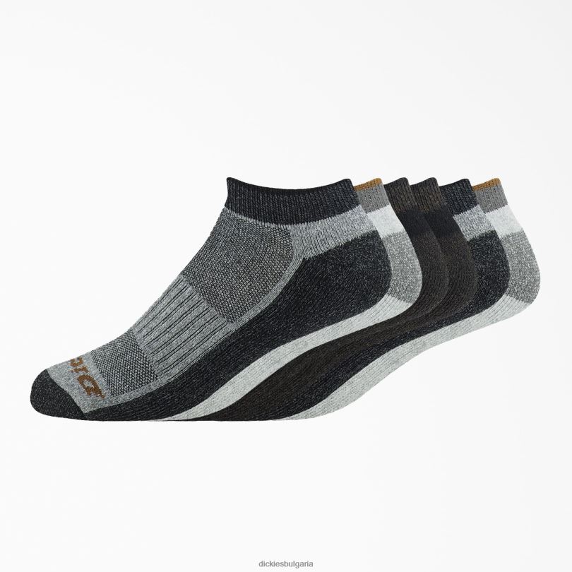 унисекс Dickies the navigator no show socks 6-pack въглен/черно каре (a2f) аксесоари R2PH83005