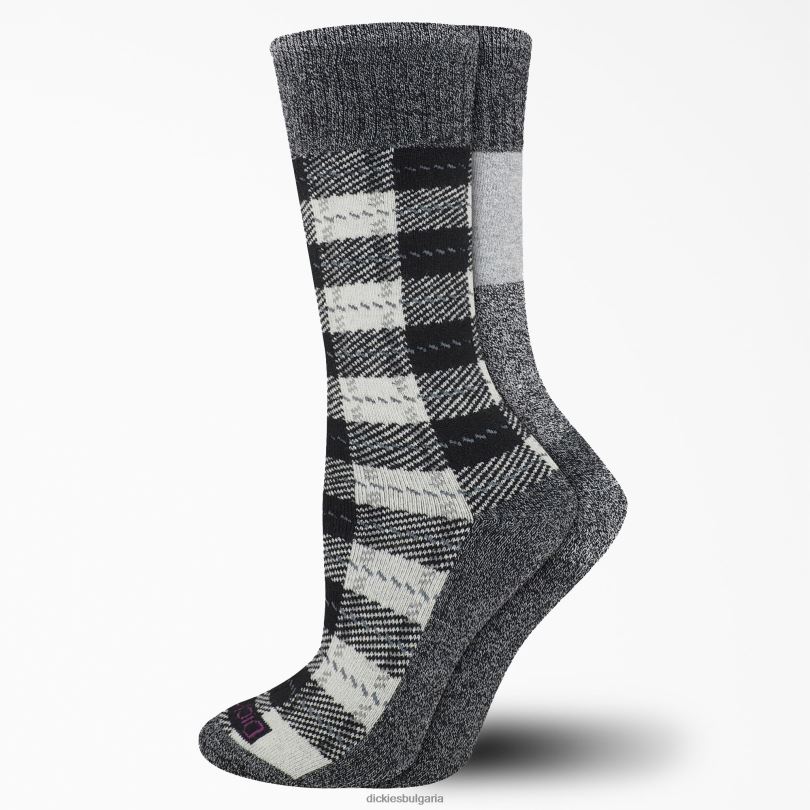 Жени Dickies термо карирани чорапи crew 2 бр бяло каре (wtl) аксесоари R2PH83009