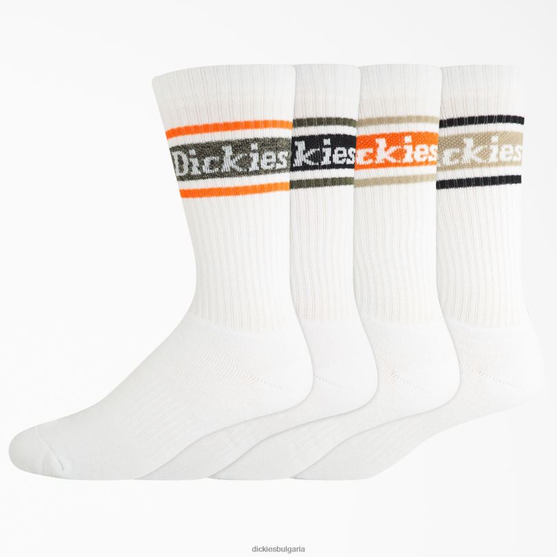 унисекс Dickies чорапи с райе за ръгби 4 бр бяла мулти лента (wms) аксесоари R2PH82795