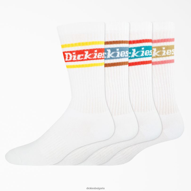 унисекс Dickies чорапи с райе за ръгби 4 бр бяло/пролетно райе (wsn) аксесоари R2PH82797