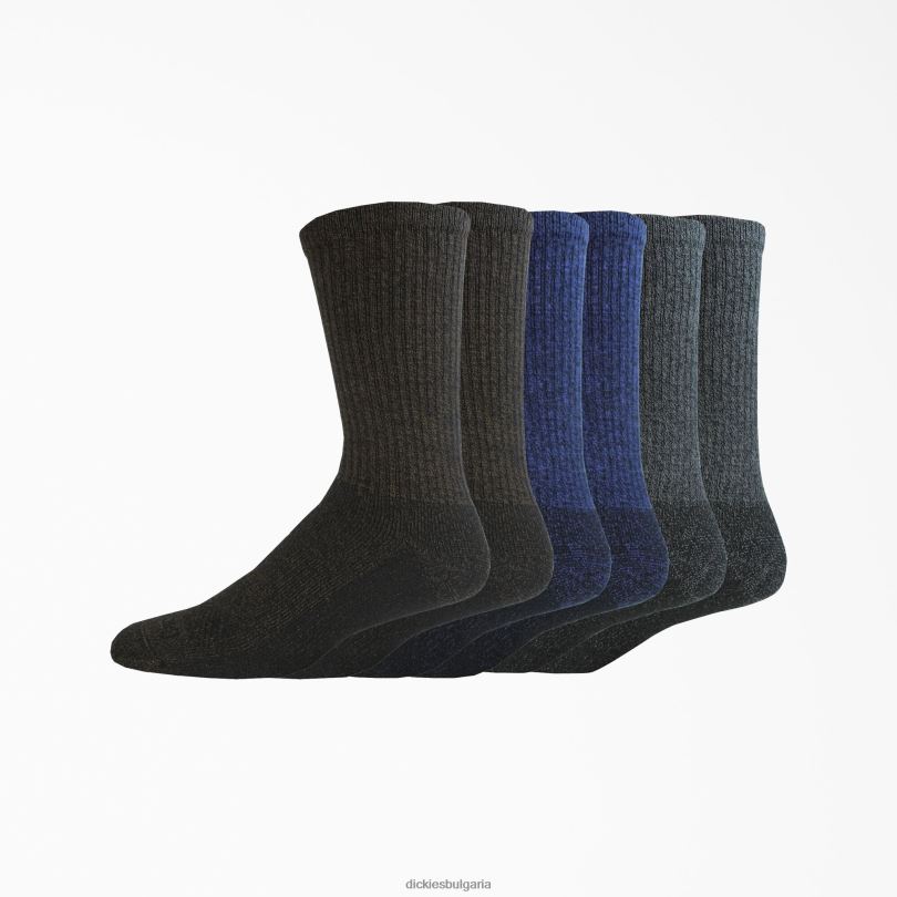 унисекс Dickies работни чорапи за контрол на влагата 6 бр кафяво асорти (xw) аксесоари R2PH82954