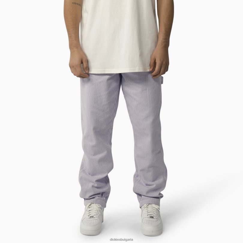 мъже Dickies Дърводелски панталони с райе от хикори garyville екрю/люляк (eug) облекло R2PH8158