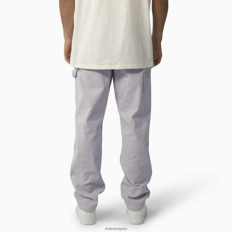 мъже Dickies Дърводелски панталони с райе от хикори garyville екрю/люляк (eug) облекло R2PH8158