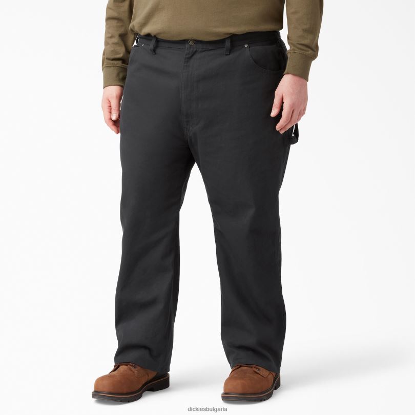 мъже Dickies спокойна кройка тежки патешки дърводелски панталони изплакнато черно (rbk) облекло R2PH885