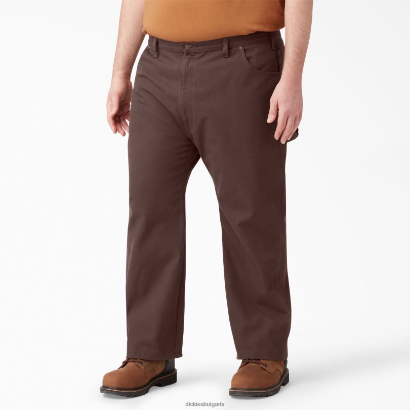 мъже Dickies спокойна кройка тежки патешки дърводелски панталони изплакнат шоколадово кафяв (rcb) облекло R2PH886