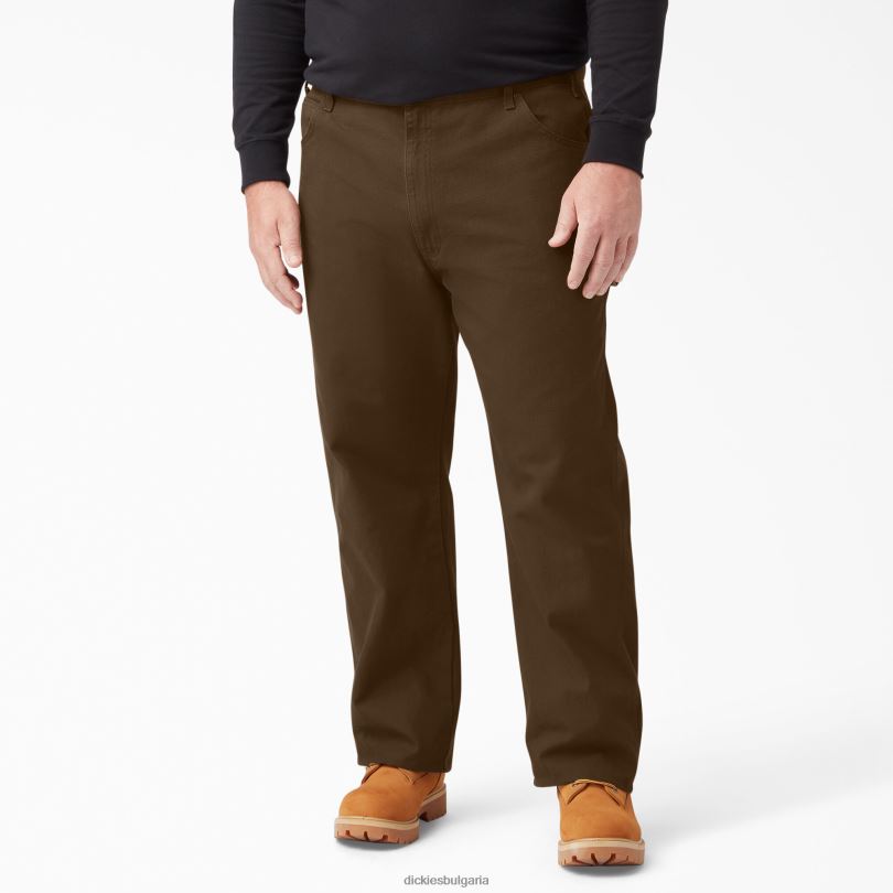 мъже Dickies спокойна кройка тежки патешки дърводелски панталони изплакнат дървен материал кафяв (rtb) облекло R2PH891
