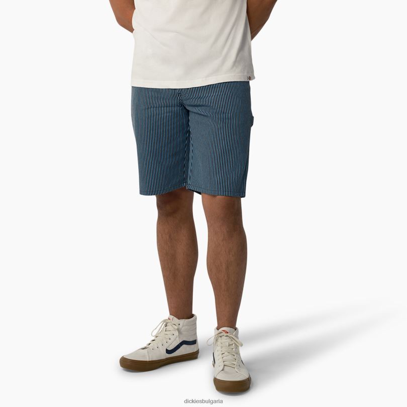 мъже Dickies дърводелски къси панталони с хикори райе 11" лазурно/черна ивица от хикори (пепел) облекло R2PH8462