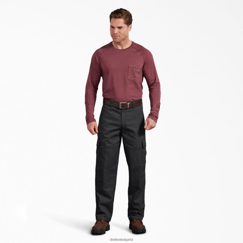 мъже Dickies стандартни карго панталони с активна талия черно (bk) облекло R2PH8165