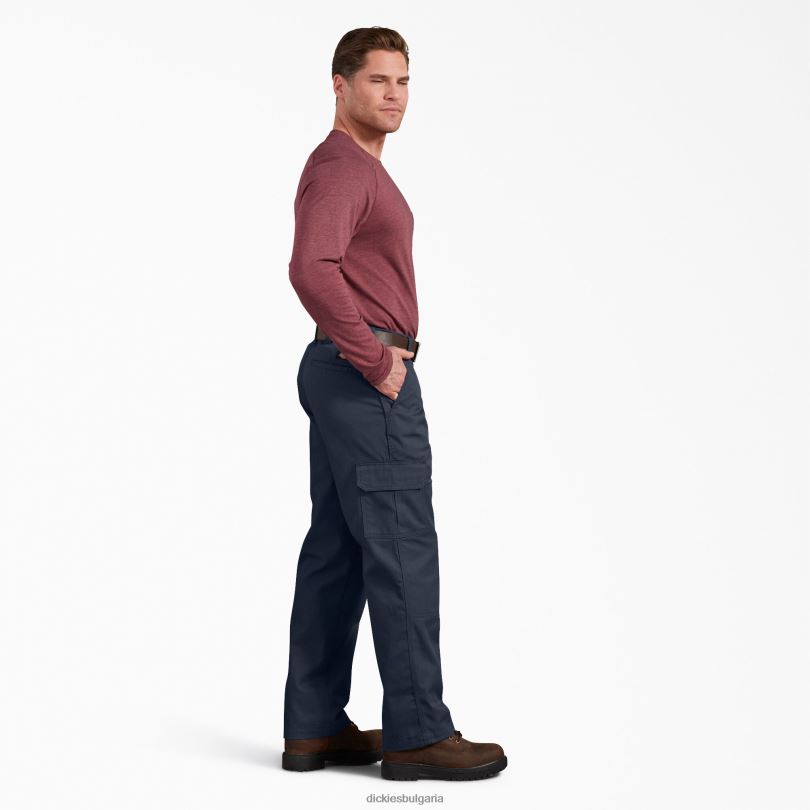 мъже Dickies стандартни карго панталони с активна талия тъмно синьо (dn) облекло R2PH8166