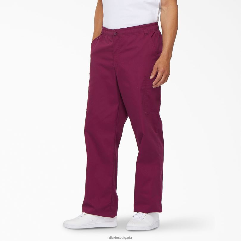 мъже Dickies eds фирмени карго скраб панталони вино (спечеля) облекло R2PH81232