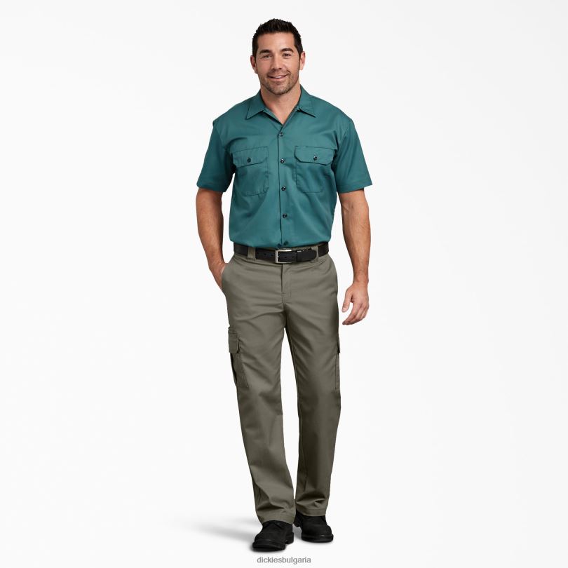 мъже Dickies гъвкави обикновени карго панталони зелен мъх (ms) облекло R2PH839