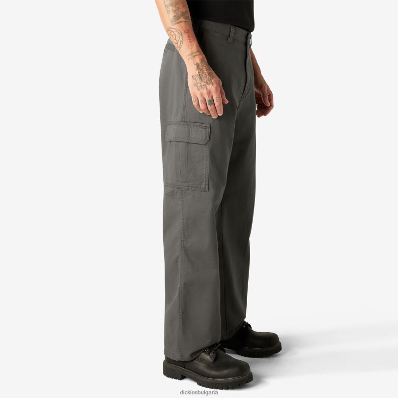 мъже Dickies широки карго панталони изплакнато въглен сиво (rch) облекло R2PH881