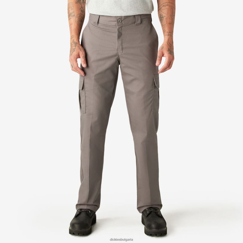 мъже Dickies гъвкави обикновени карго панталони чакълесто сиво (vg) облекло R2PH840