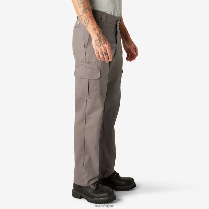 мъже Dickies гъвкави обикновени карго панталони чакълесто сиво (vg) облекло R2PH840