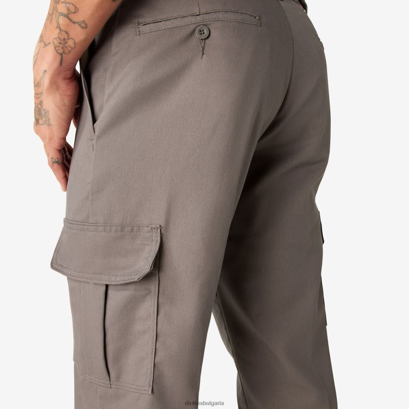 мъже Dickies гъвкави обикновени карго панталони чакълесто сиво (vg) облекло R2PH840