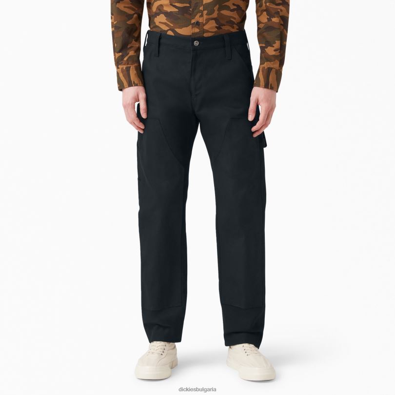 мъже Dickies 1922 панталони с двойно коляно изплакнато черно (rbk) облекло R2PH8221