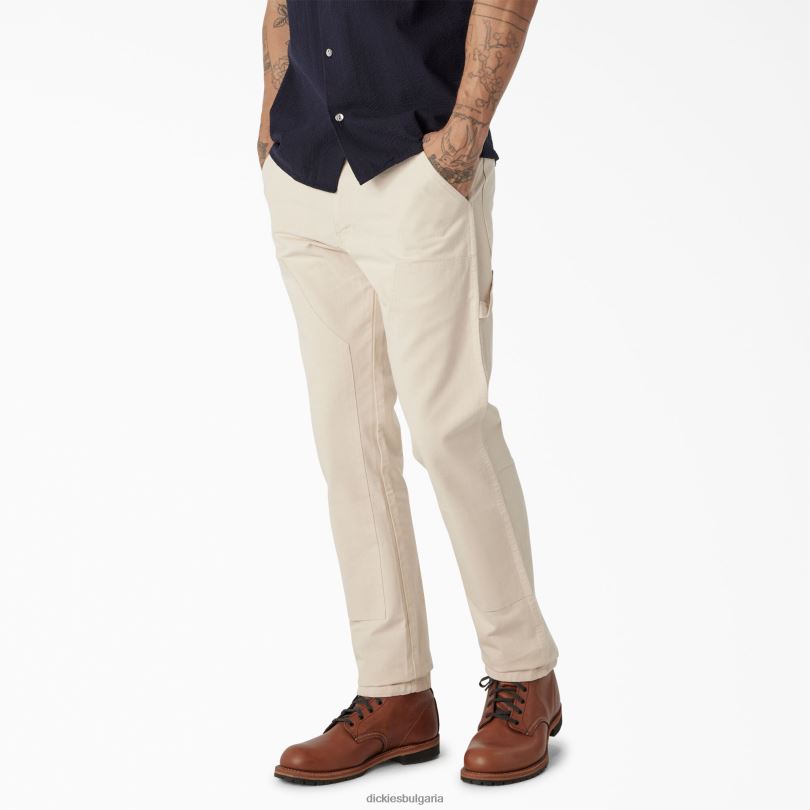 мъже Dickies 1922 панталони с двойно коляно изплакнат естествен (rnt) облекло R2PH8222