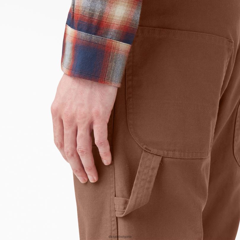 мъже Dickies 1922 панталони с двойно коляно изплакнат дървен материал кафяв (rtb) облекло R2PH8223