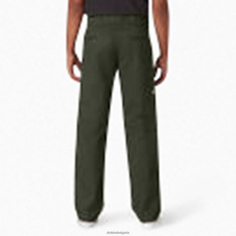 мъже Dickies плоски предни панталони с двойно коляно маслинено зелено (og) облекло R2PH8309