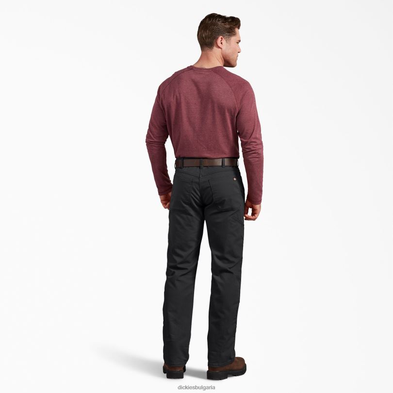 мъже Dickies обикновен панталон с двойно коляно stonewashed black (sbk) облекло R2PH8198