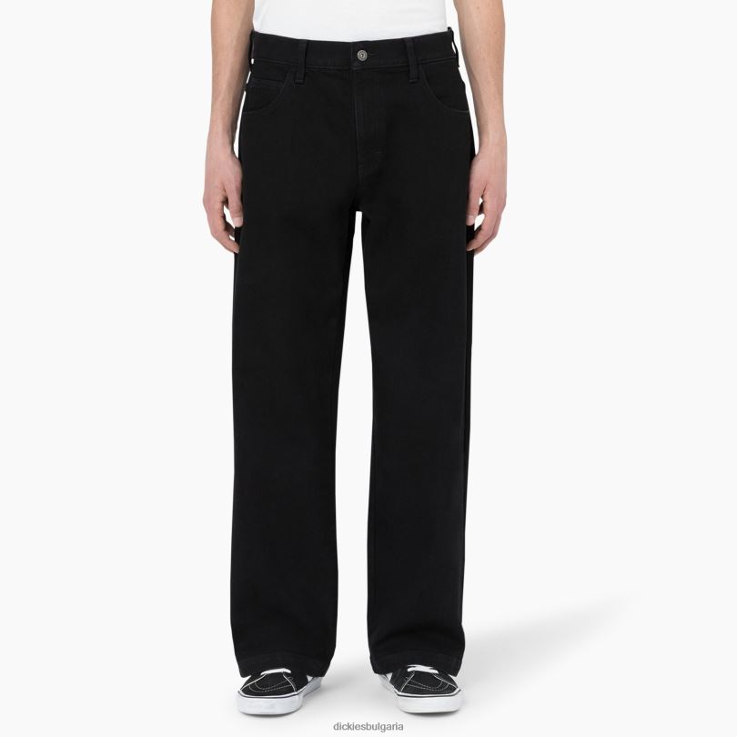 мъже Dickies широки дънки за скейтборд wingville черен деним (l9d) облекло R2PH8272