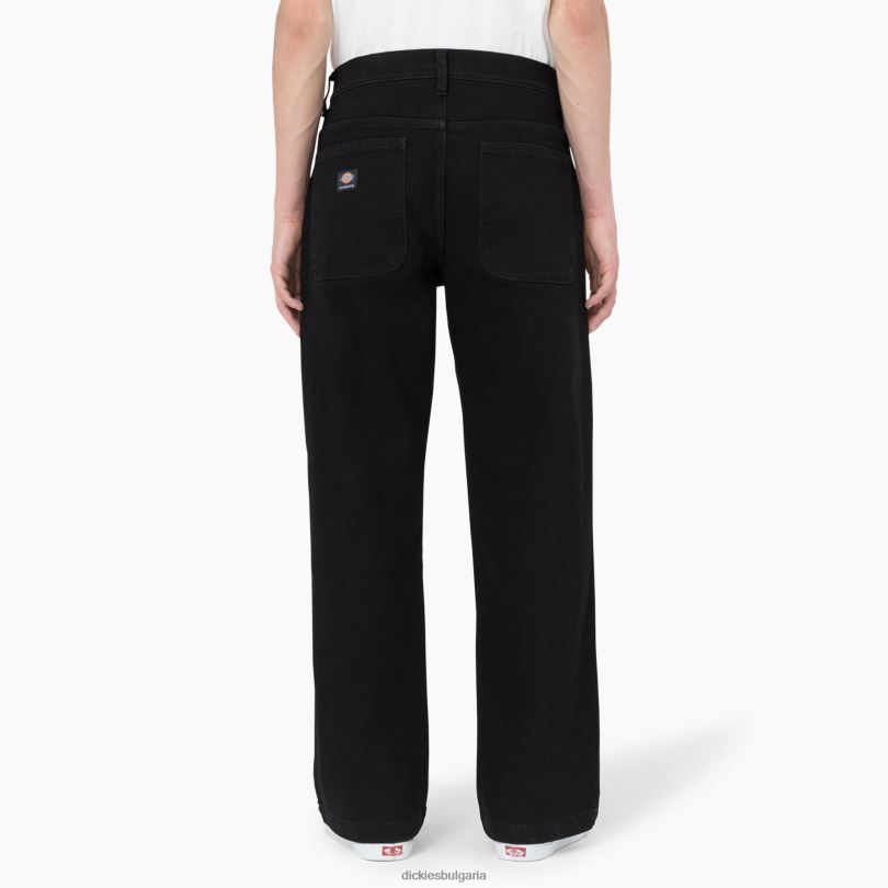 мъже Dickies широки дънки за скейтборд wingville черен деним (l9d) облекло R2PH8272