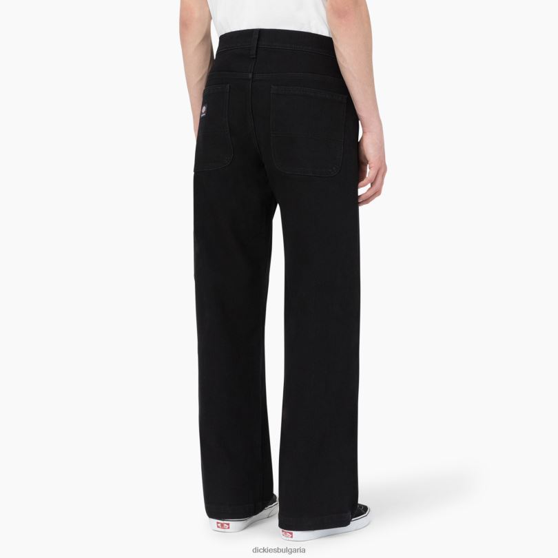 мъже Dickies широки дънки за скейтборд wingville черен деним (l9d) облекло R2PH8272