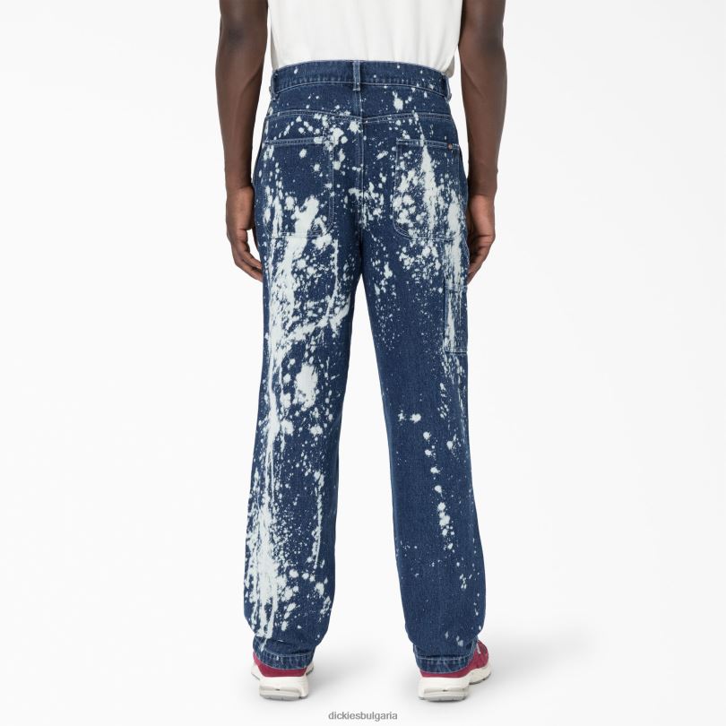 мъже Dickies избелени дънки в мозъчна смърт избелено индиго синьо (bnb) облекло R2PH8293