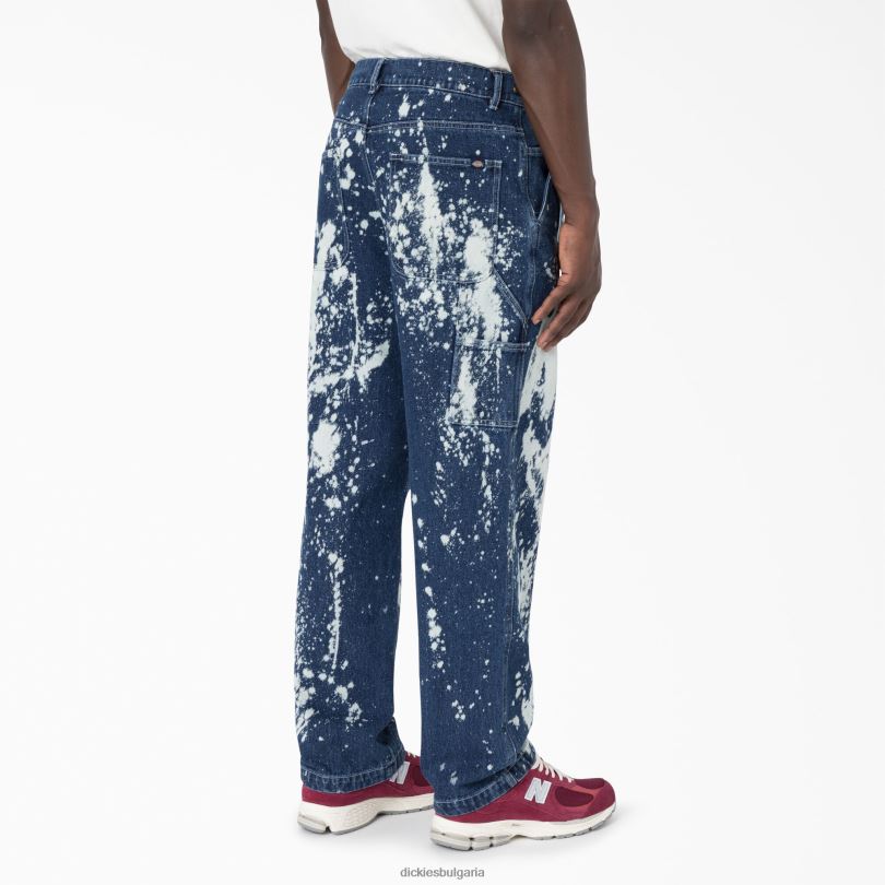 мъже Dickies избелени дънки в мозъчна смърт избелено индиго синьо (bnb) облекло R2PH8293