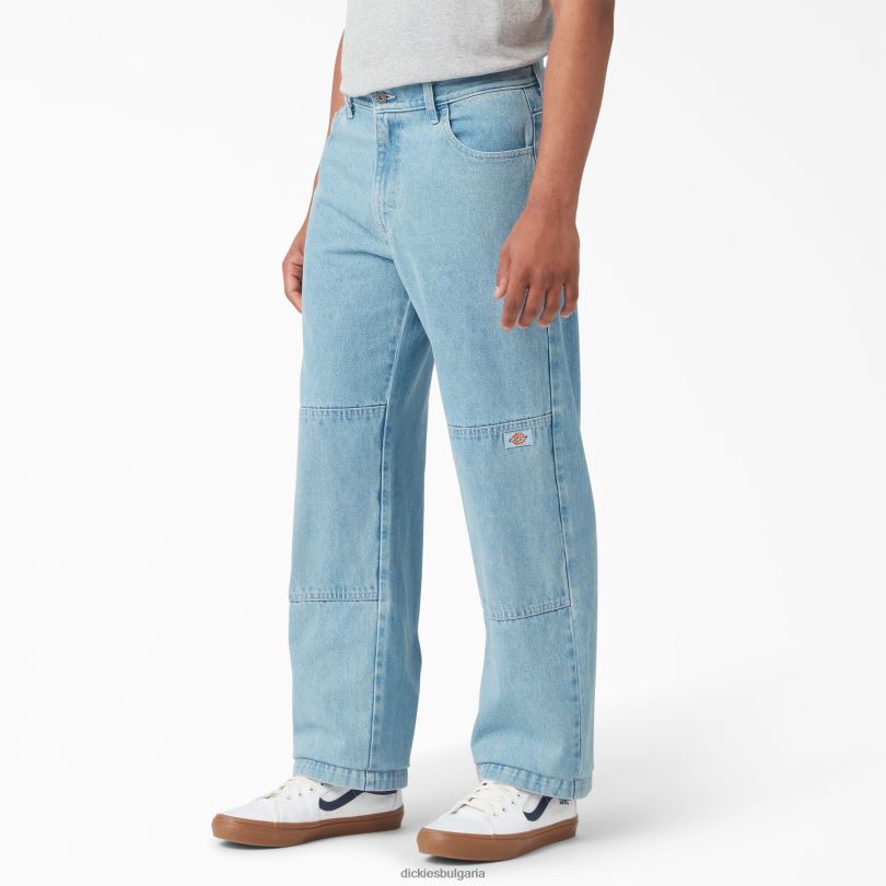 мъже Dickies широки дънки с двойно коляно светъл деним (ltd) облекло R2PH8119