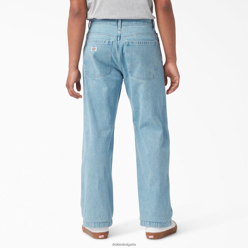 мъже Dickies широки дънки с двойно коляно светъл деним (ltd) облекло R2PH8119