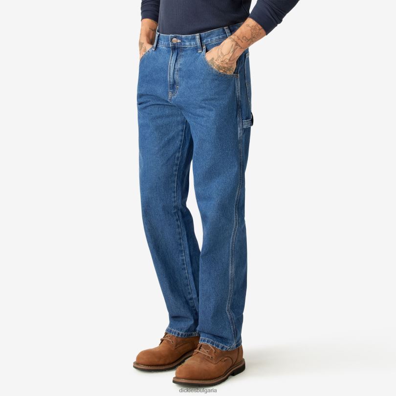мъже Dickies спокойна кройка дърводелски дънки stonewashed индиго синьо (snb) облекло R2PH8117