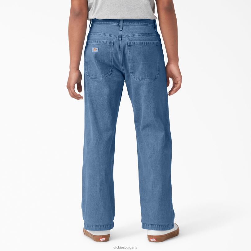 мъже Dickies широки дънки с двойно коляно stonewashed индиго синьо (snb) облекло R2PH8120