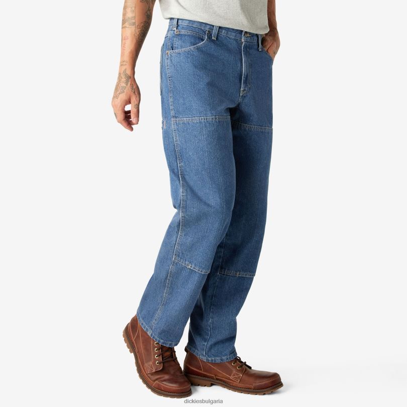 мъже Dickies спокойни дънки с двойно коляно stonewashed индиго синьо (snb) облекло R2PH8189