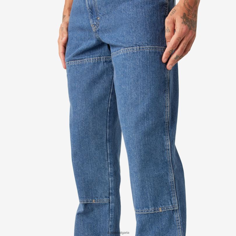 мъже Dickies спокойни дънки с двойно коляно stonewashed индиго синьо (snb) облекло R2PH8189