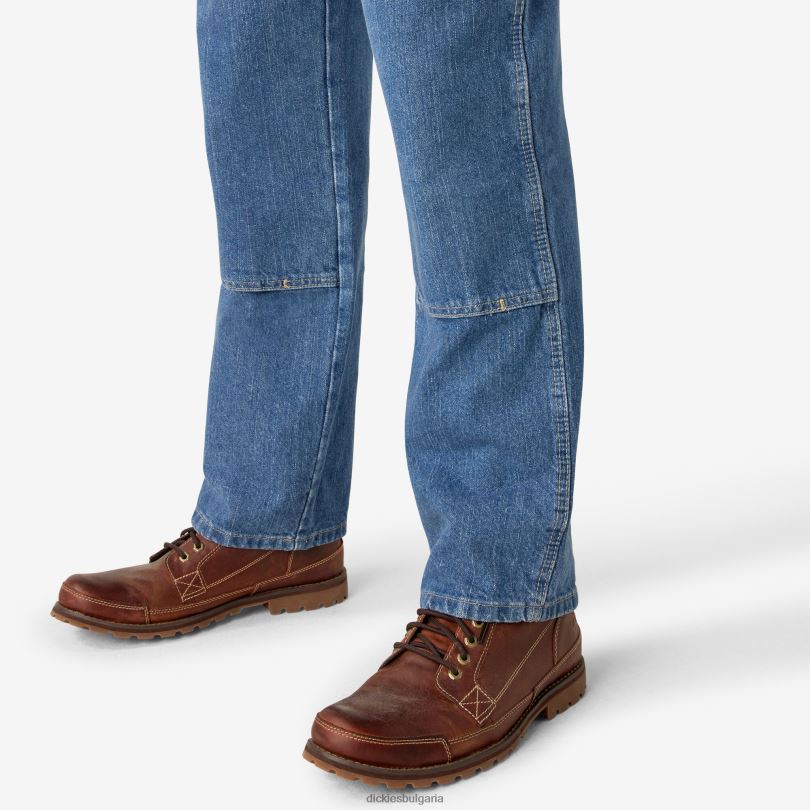мъже Dickies спокойни дънки с двойно коляно stonewashed индиго синьо (snb) облекло R2PH8189