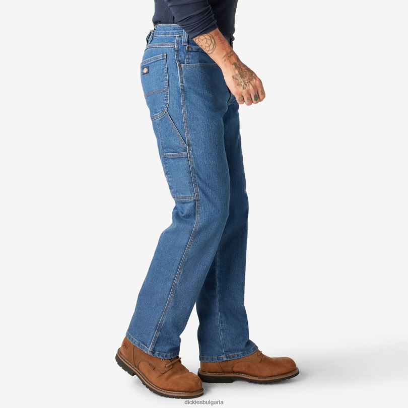 мъже Dickies гъвкави дънки със спокойна кройка stonewashed индиго синьо (snb) облекло R2PH8191