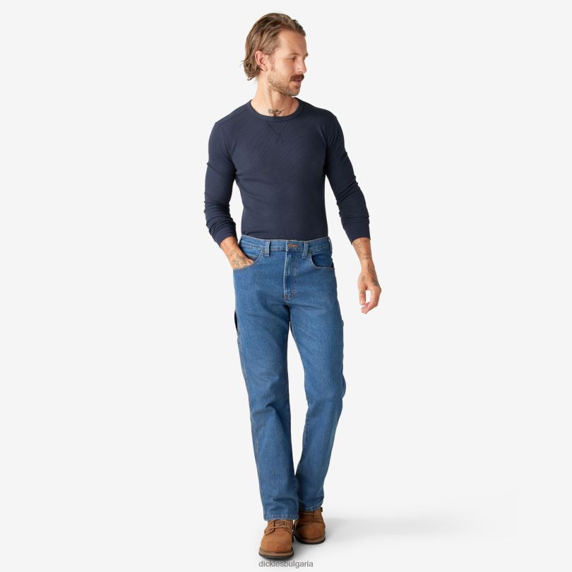 мъже Dickies гъвкави дънки със спокойна кройка stonewashed индиго синьо (snb) облекло R2PH8191