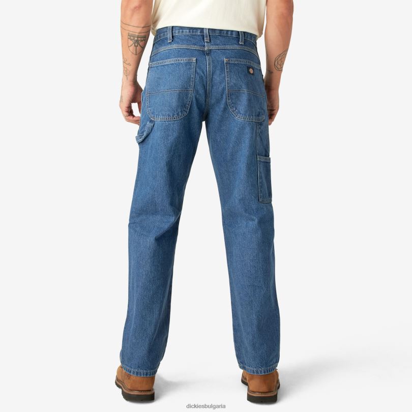 мъже Dickies дълги дънки тип дърводелец със спокойна кройка stonewashed индиго синьо (snb) облекло R2PH878