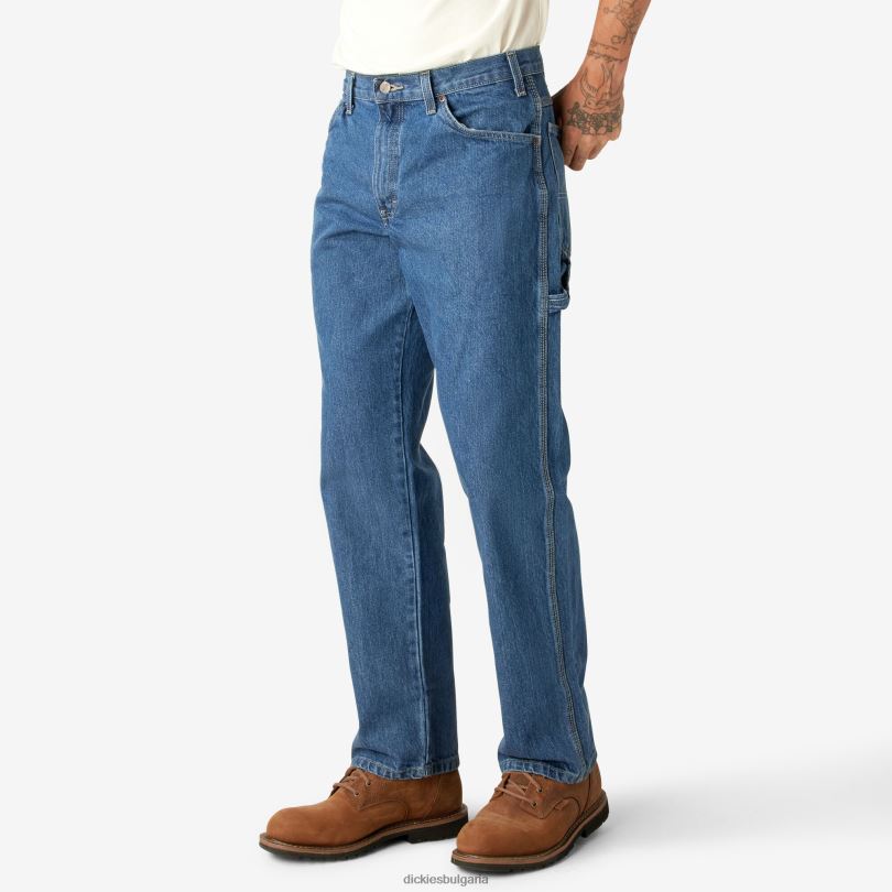 мъже Dickies дълги дънки тип дърводелец със спокойна кройка stonewashed индиго синьо (snb) облекло R2PH878