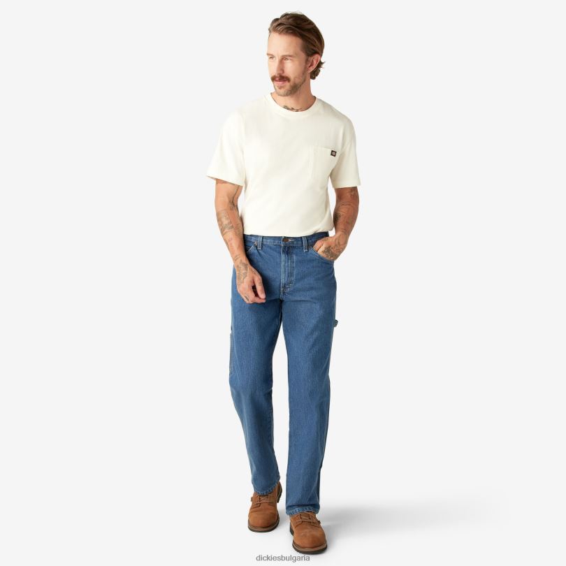 мъже Dickies дълги дънки тип дърводелец със спокойна кройка stonewashed индиго синьо (snb) облекло R2PH878