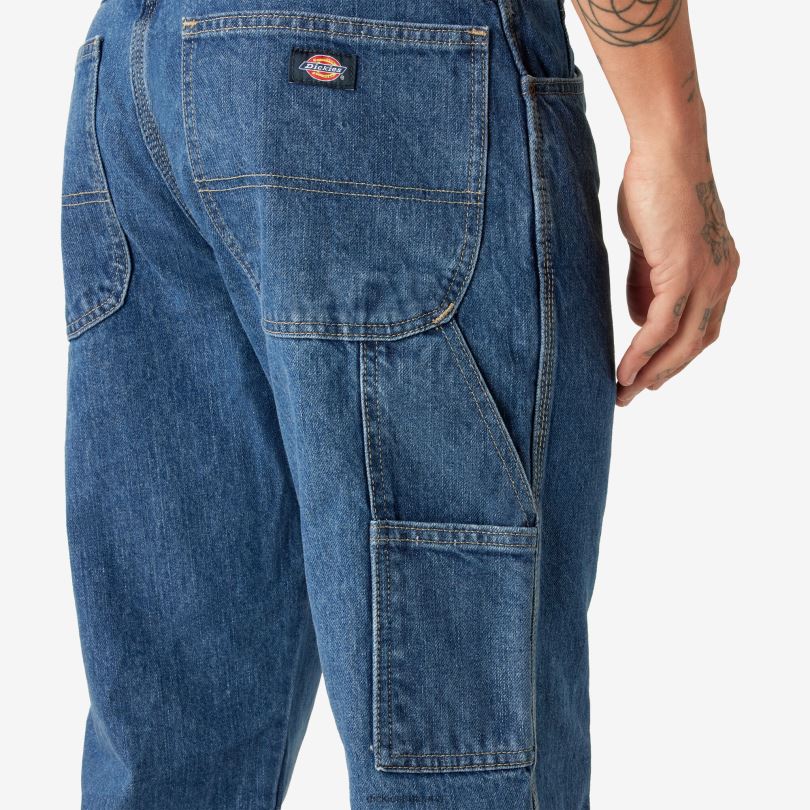 мъже Dickies дълги дънки тип дърводелец със спокойна кройка stonewashed индиго синьо (snb) облекло R2PH878