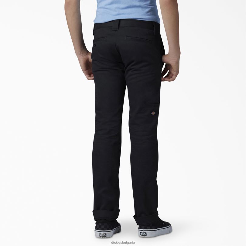 деца Dickies гъвкав тесни панталони с двойно коляно черно (bk) облекло R2PH82660