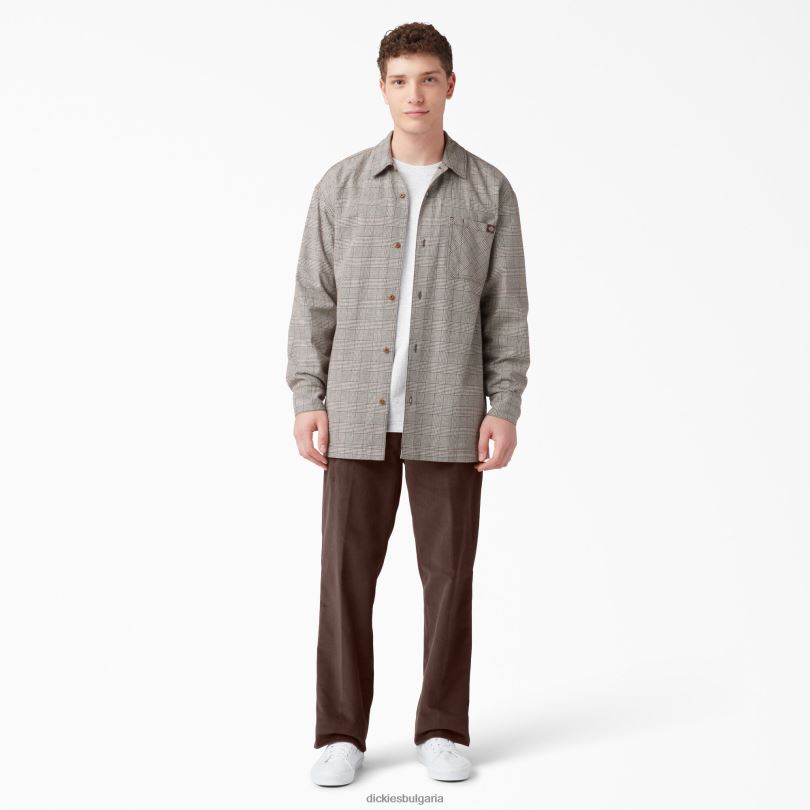 мъже Dickies плоски панталони от кадифено кадифе шоколадово кафяво (cb) облекло R2PH8257