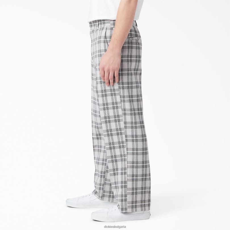 мъже Dickies плосък кариран панталон отпред ултимативно сиво каре (upg) облекло R2PH8278