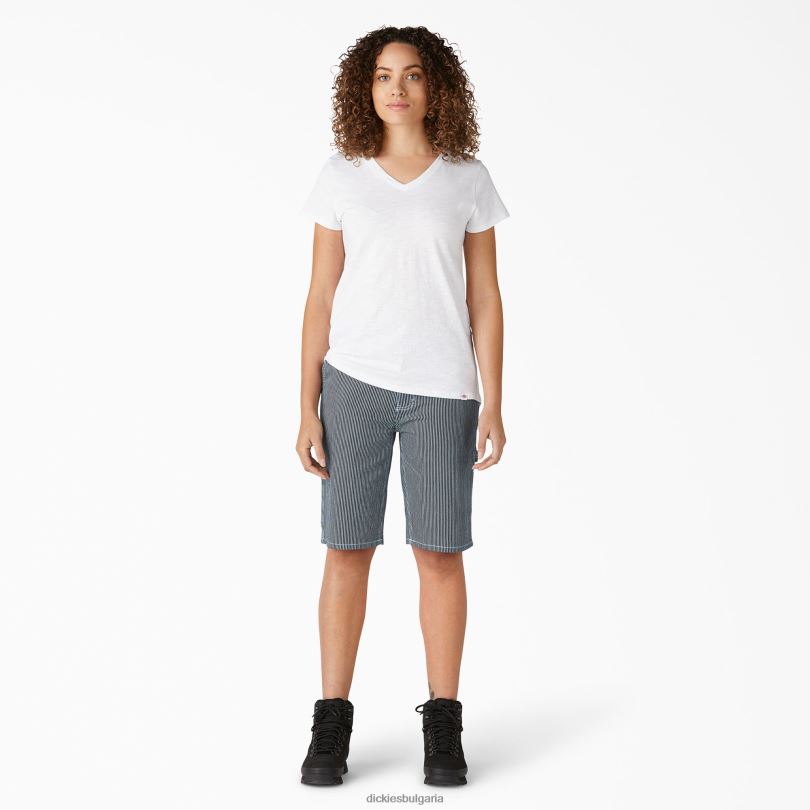 Жени Dickies дърводелски къси панталони с хикори райе 11