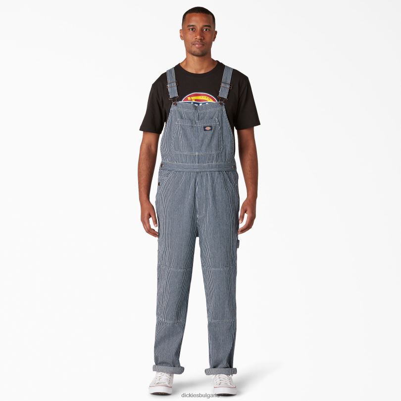 мъже Dickies гащеризон с двоен нагръдник на хикори райе редовен облекло R2PH81515