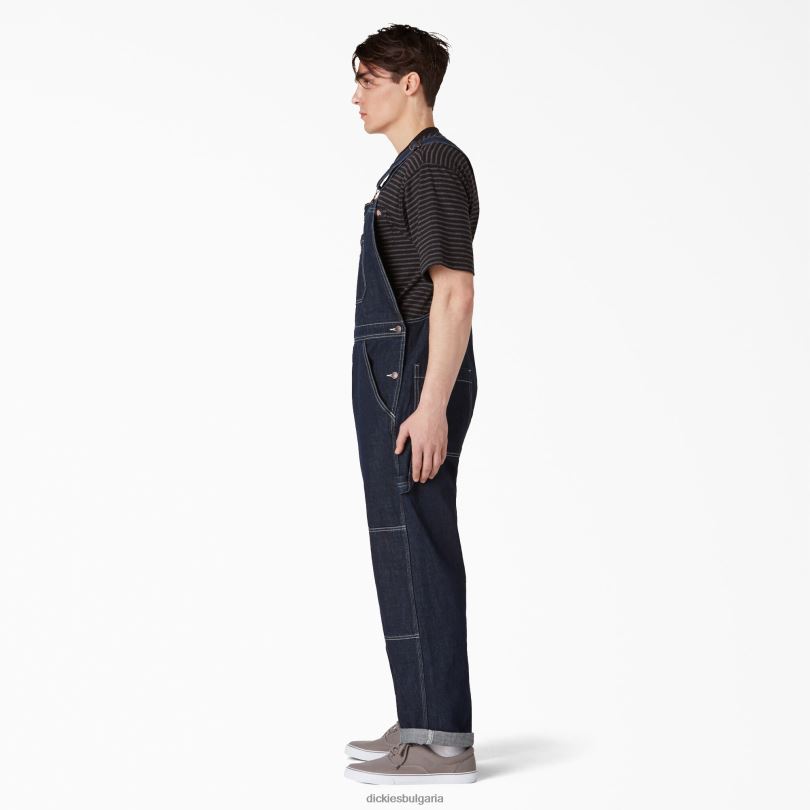мъже Dickies гащеризон с двоен нагръдник от изплакнат деним редовен облекло R2PH81516