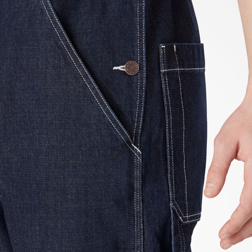 мъже Dickies гащеризон с двоен нагръдник от изплакнат деним редовен облекло R2PH81516