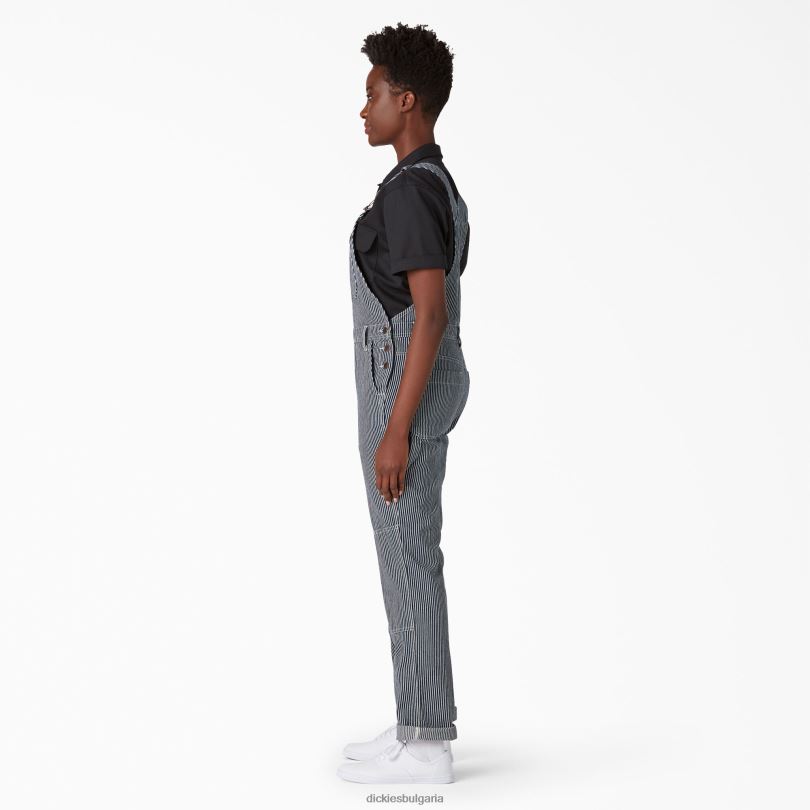 Жени Dickies гащеризон с двоен нагръдник на хикори райе изплакната ивица от хикори (дясно) облекло R2PH81946